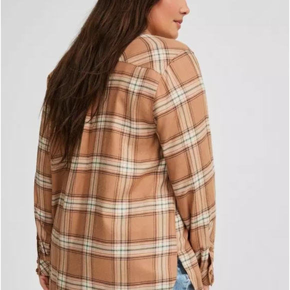 Torrid Tan Plaid Shirt New With Tags - Picture 3 of 8